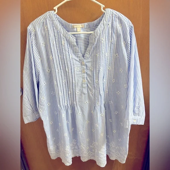 Women Within Blue Embroidered Pintuck Tunic
Size 1X 22/24 - Picture 2 of 8